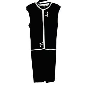 VINTAGE Mary Dobbs Sz 11 Sweater dress black white mod midi dress usa